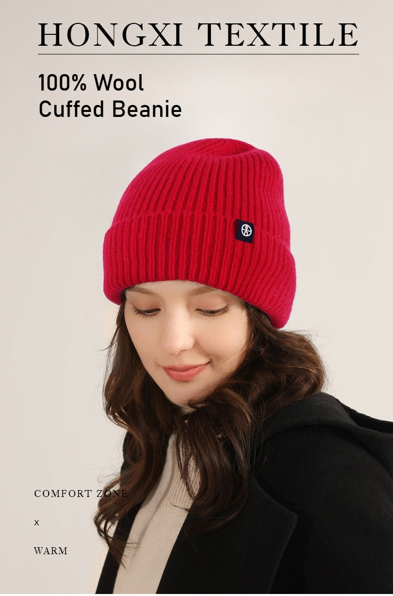 Pure wool warm ear protection hat winter windproof ski pullover hat