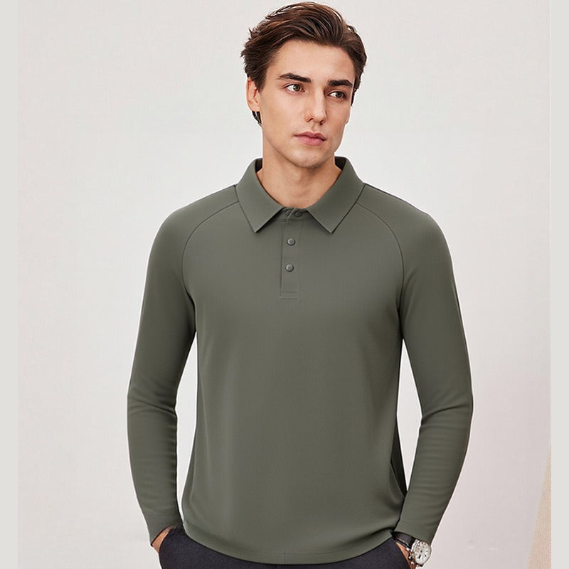 WENHOUU Men's Fleece Lined Long Sleeve Polo Shirt for Outdoor Sports