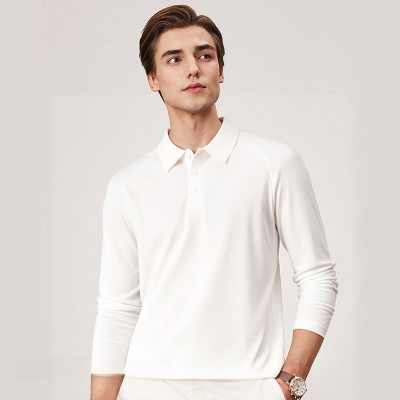 WENHOUU Men's Fleece Lined Long Sleeve Polo Shirt for Outdoor Sports