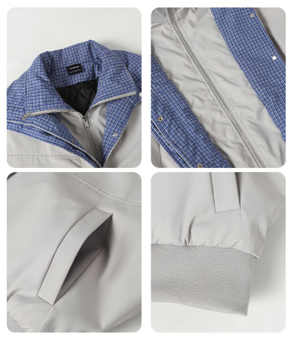 American retro men's short cotton clothes, spliced fake two-piece double-layer lapel loose coat