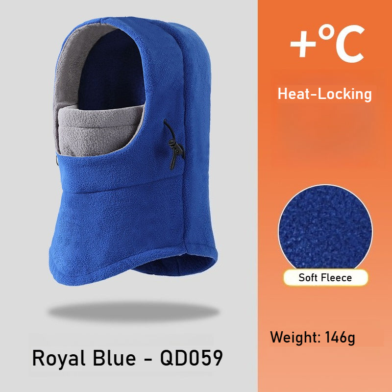 Winter fleece integrated warm hood, thickened cold-proof cycling ski mask