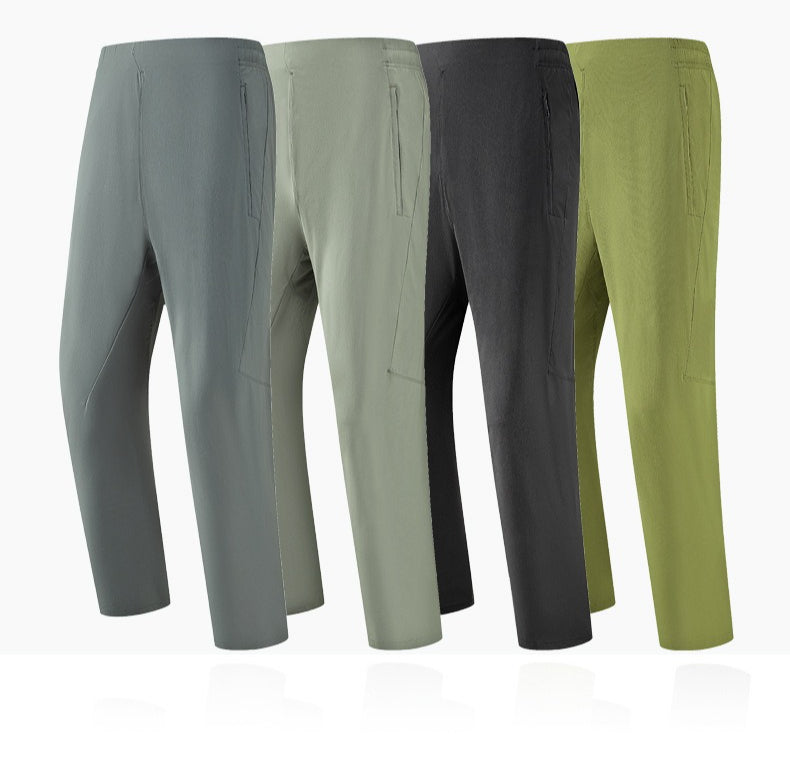 WENHOUU Men's Summer Ice‑Feel Quick Dry Straight‑Leg Casual Sports Pants
