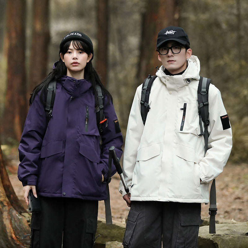 Mountain windproof and waterproof jacket men's and women's large size jacket new outdoor couple mountaineering suit men's single punch jacket