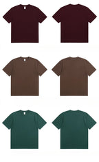 2025 New Heavy Cotton T-Shirt | 230g Combed Cotton Front Shoulder Crew Neck Short Sleeve, Same Solid Color Casual T-Shirt for Men and Women