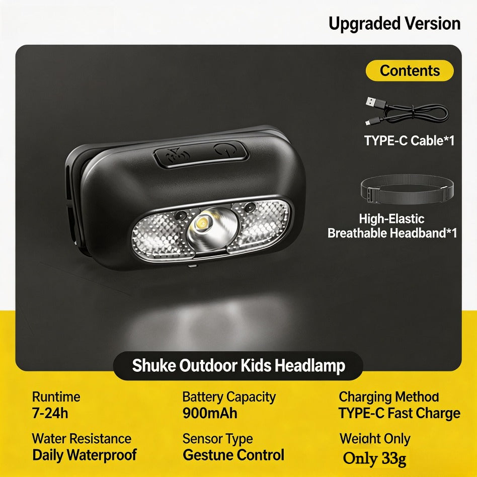 Lightweight Kids Outdoor Headlamp, Head‑Worn Torch for Tide Pooling and Mountain Climbing