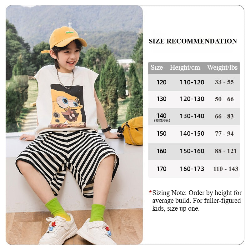 Boys Cartoon Print Cotton Sleeveless Vest
