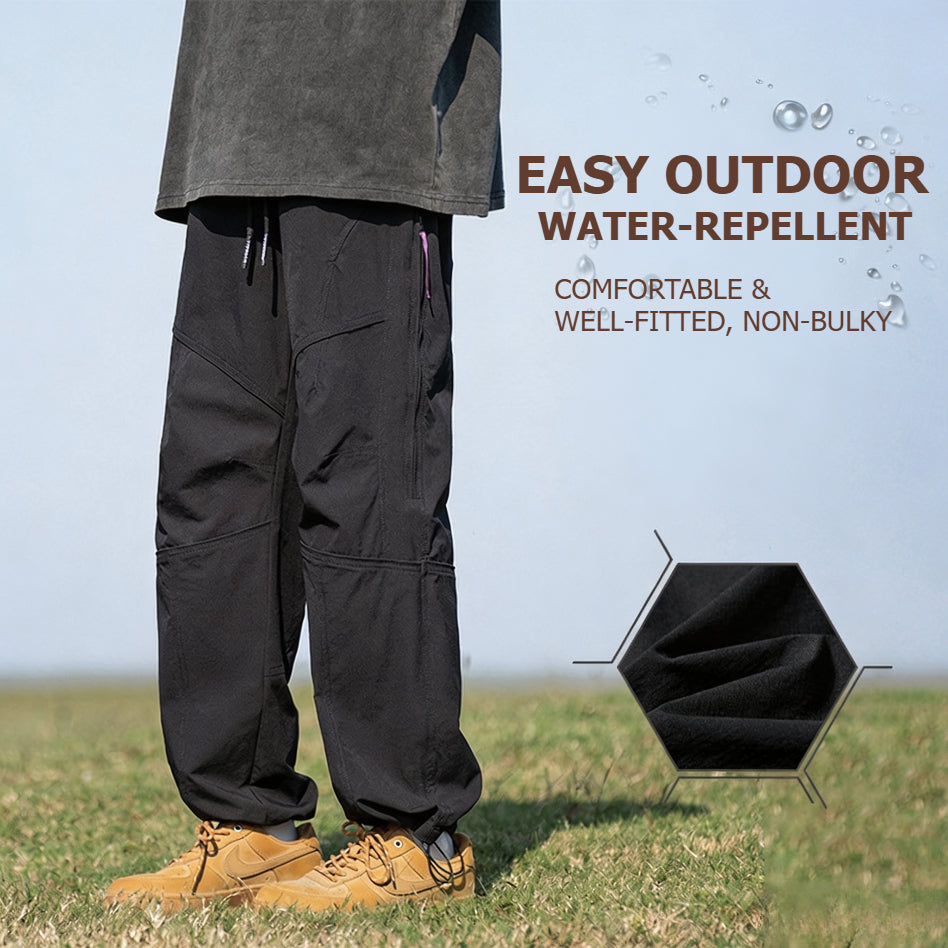 Unisex Techwear Paratrooper Pants, Water‑Repellent Softshell Straight‑Leg Outdoor Hiking Trousers