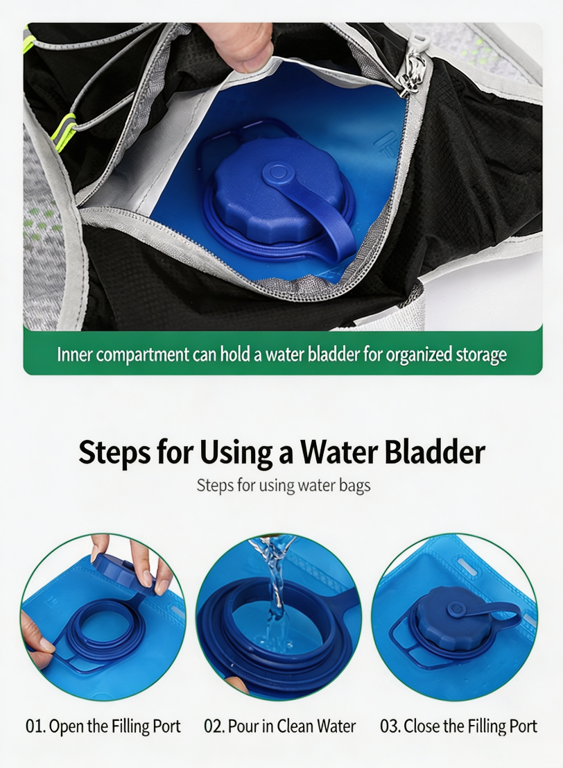 Portable Hydration Backpack, Multi‑Purpose Outdoor Backpack for Cycling, Running and Hiking