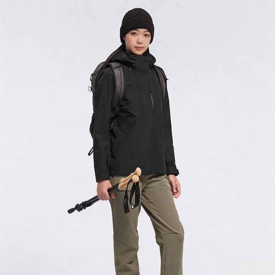 Comparable‑Style 3‑in‑1 Windproof Waterproof Jacket with Removable Fleece Liner for Outdoor Hiking