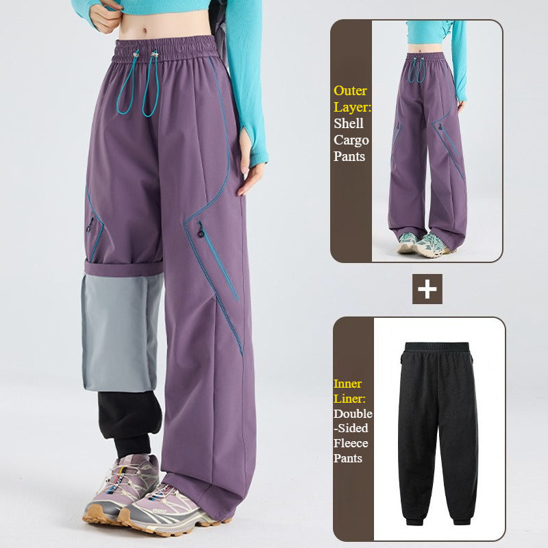 WENHOUU Women's 2-in-1 Detachable Waterproof Hiking Pants, Loose Cargo Trekking Trousers