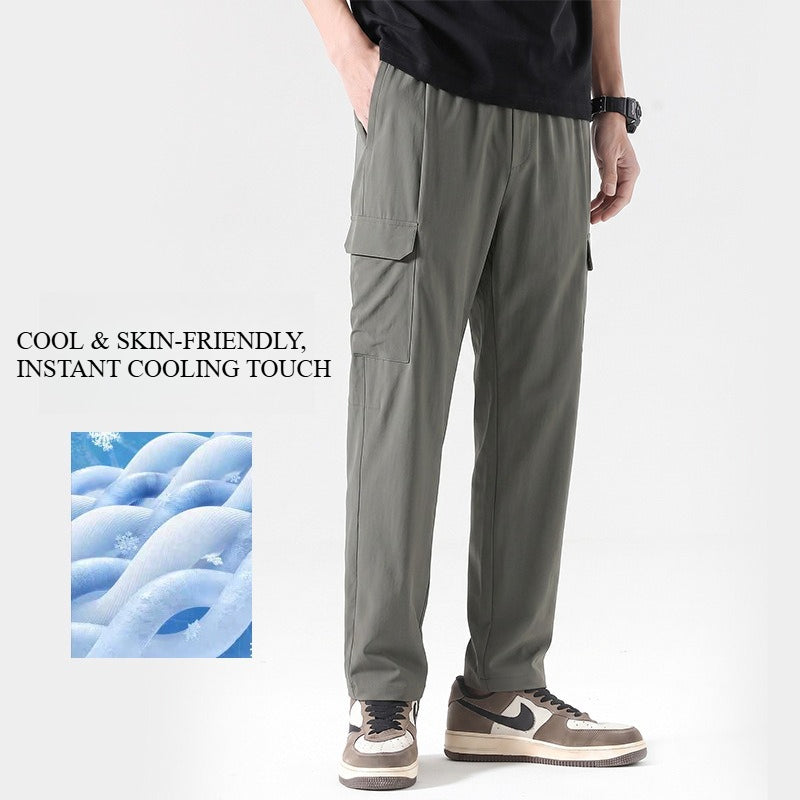 Wenhouu Men Ice Silk Quick Dry Stretch Outdoor Casual Pants