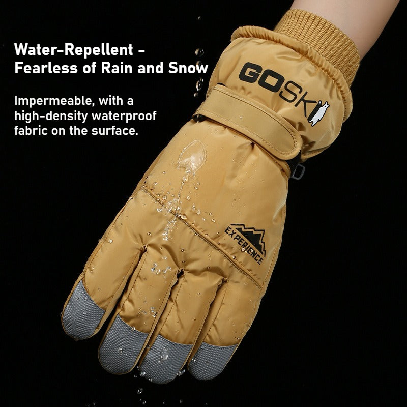 Ski gloves for men and women with fleece thickened in winter, outdoor cold protection and warmth, windproof waterproof touch screen couple cycling gloves