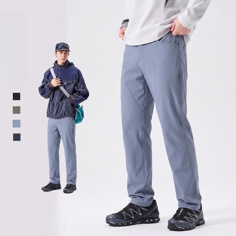 Men's Elastic Breathable Hiking Pants, Wear‑Resistant Straight‑Leg Outdoor Casual Trousers