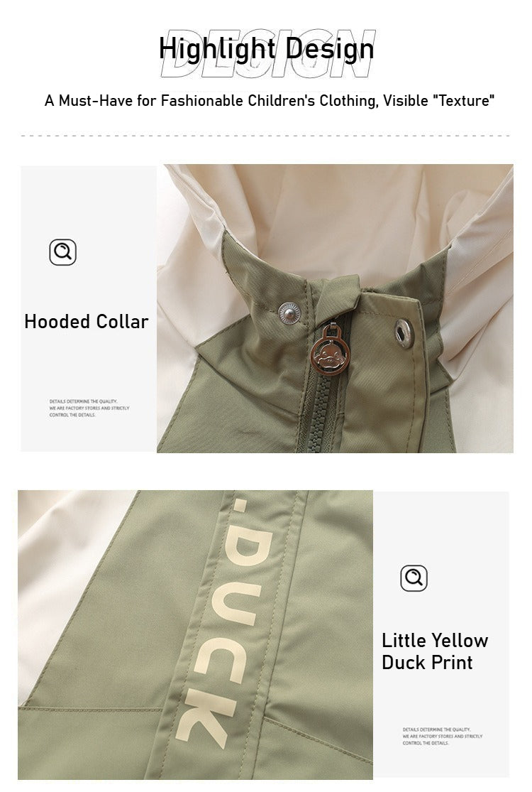 Spring and Autumn children's three-in-one jacket, windproof and waterproof two-piece set for boys and girls, children's outdoor warm jacket