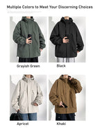 2025 new men's hooded jacket American casual large size tooling jacket top trendy