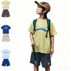 Outdoor-style short-sleeve set for kids with mountain print