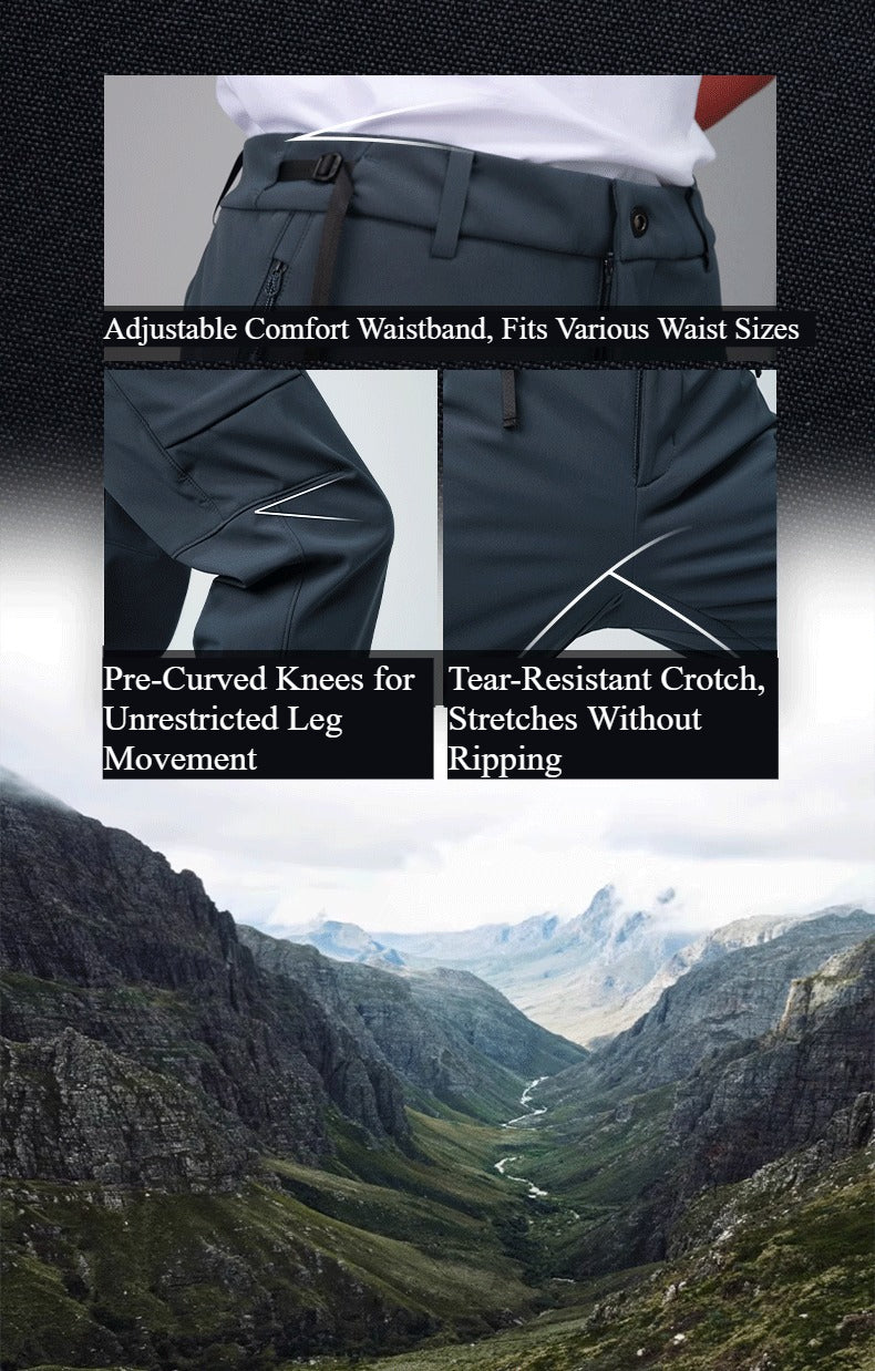 Fleece Lined Fluorine-Free Softshell Tactical Cargo Pants, Water Repellent Multi Pocket Hiking Pants Men & Women