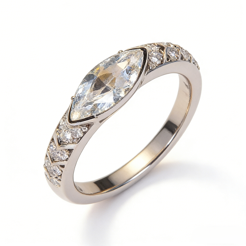 Carbon Diamond Marquise Evil Eye Ring