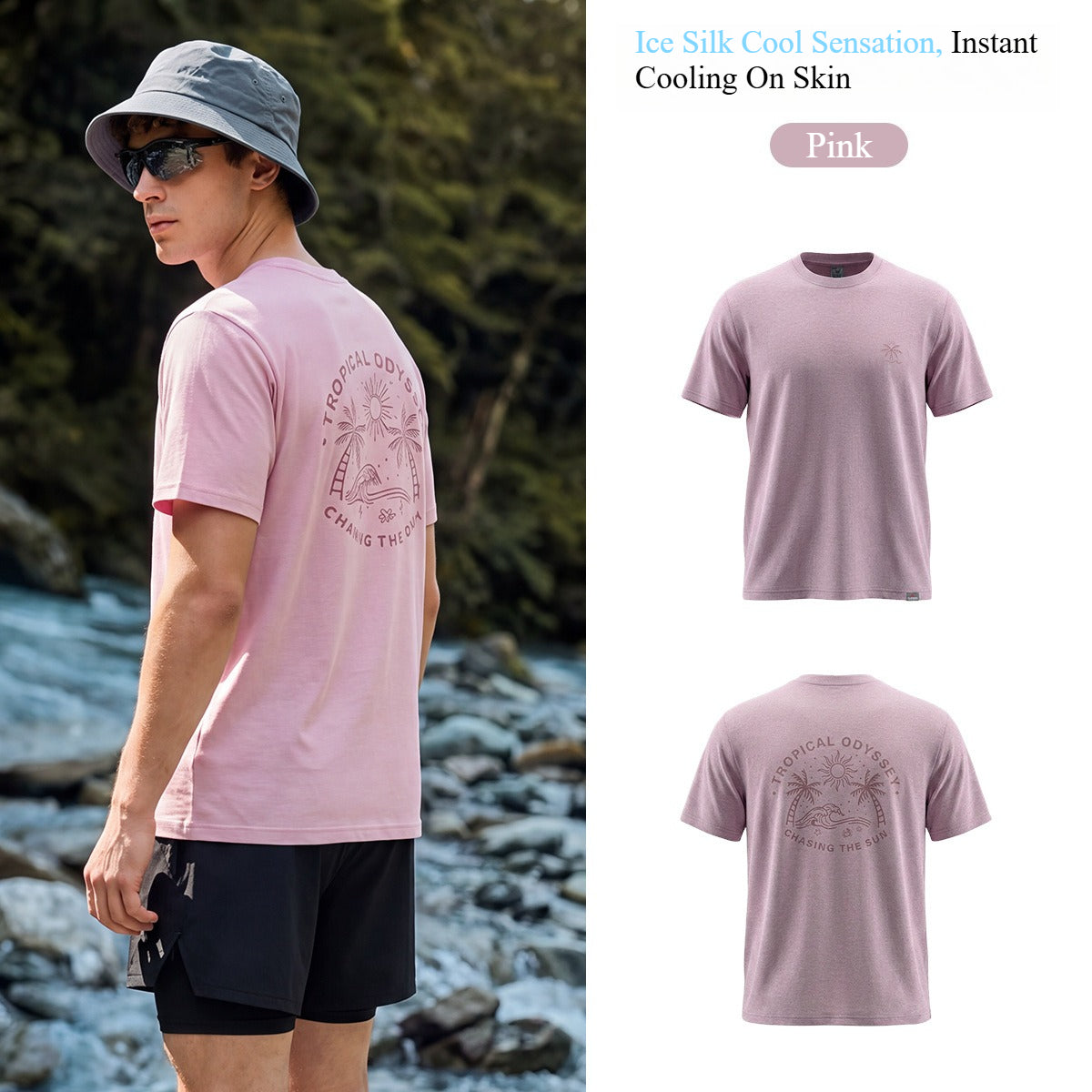 Men's Lightweight Quick Dry Breathable Short Sleeve T-Shirt for Hiking Outdoor Workout