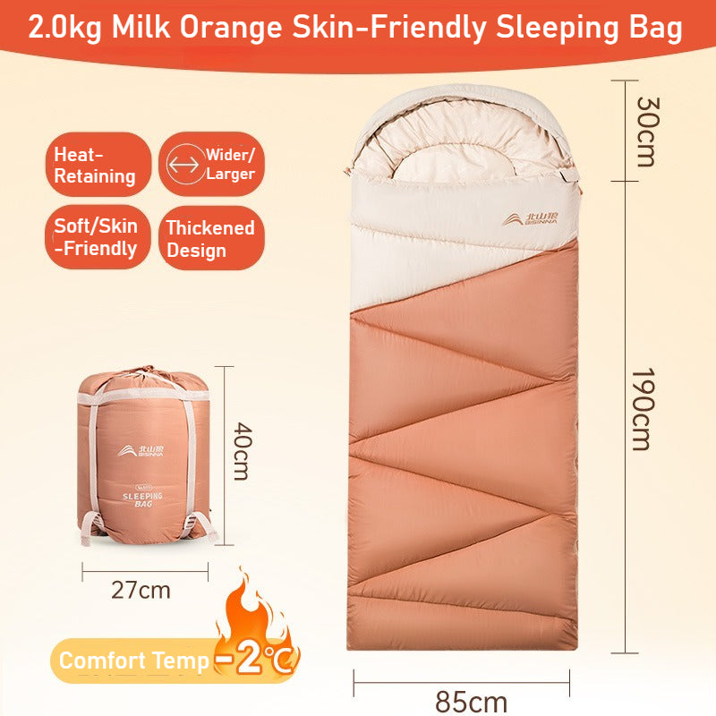 Adult Thickened Sleeping Bag - Outdoor Camping Travel Office Portable Cold-Resistant