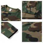 Street‑Style Waffle Knit Camo Long‑Sleeve T‑Shirt