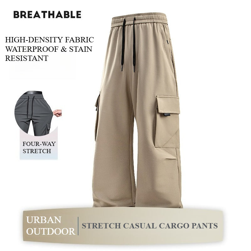 Men's Softshell Cargo Pants, Winter Warm Windproof Water-Resistant Outdoor Hiking Climbing Trousers