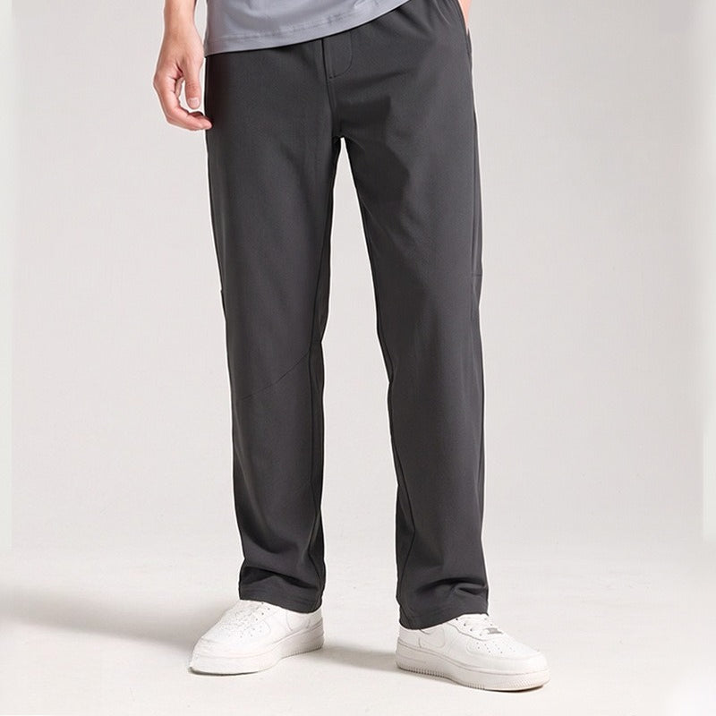 WENHOUU Men's Ice‑Feel Quick‑Dry Elastic Straight‑Leg Casual Pants