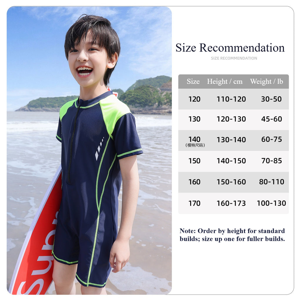 Summer Boys One Piece Swimsuit Chlorine Resistant Anti-UV 7A Antibacterial Swim Suit