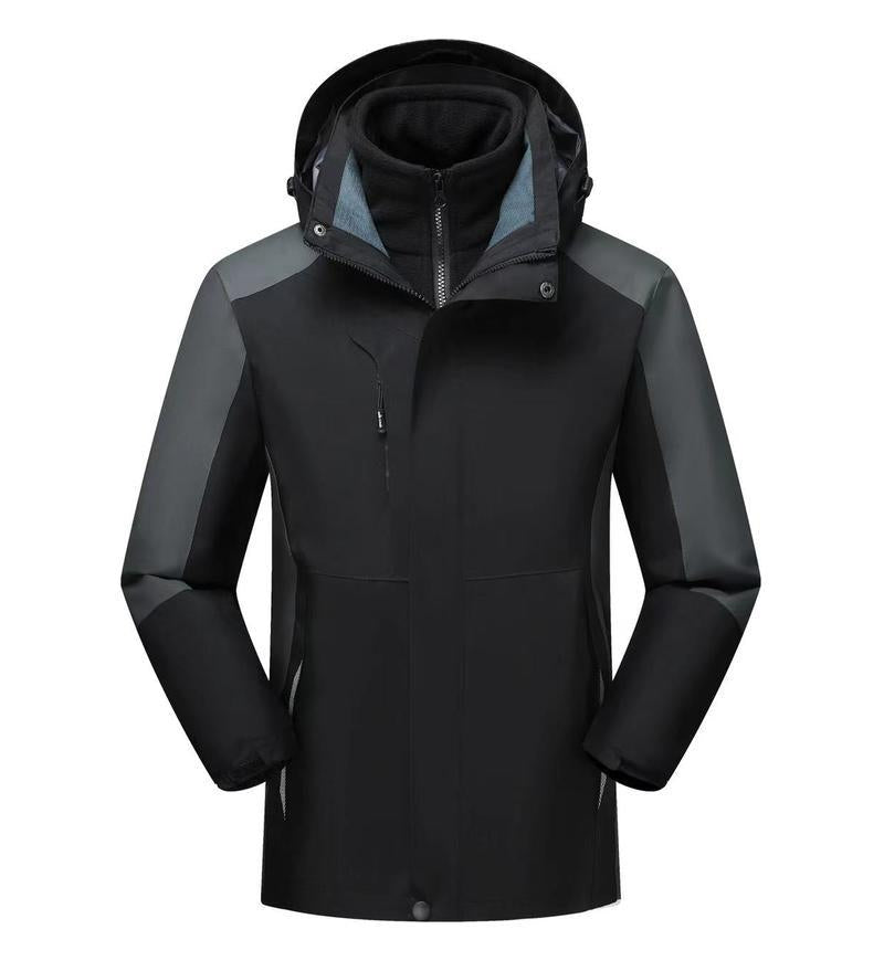 A Must-Have for Winter Outdoor Hiking! Unisex Couple’s 3-in-1 Shell Jacket, Thickened for Warmth, Balancing Casual Style and Trendiness, Youth-oriented Outerwear