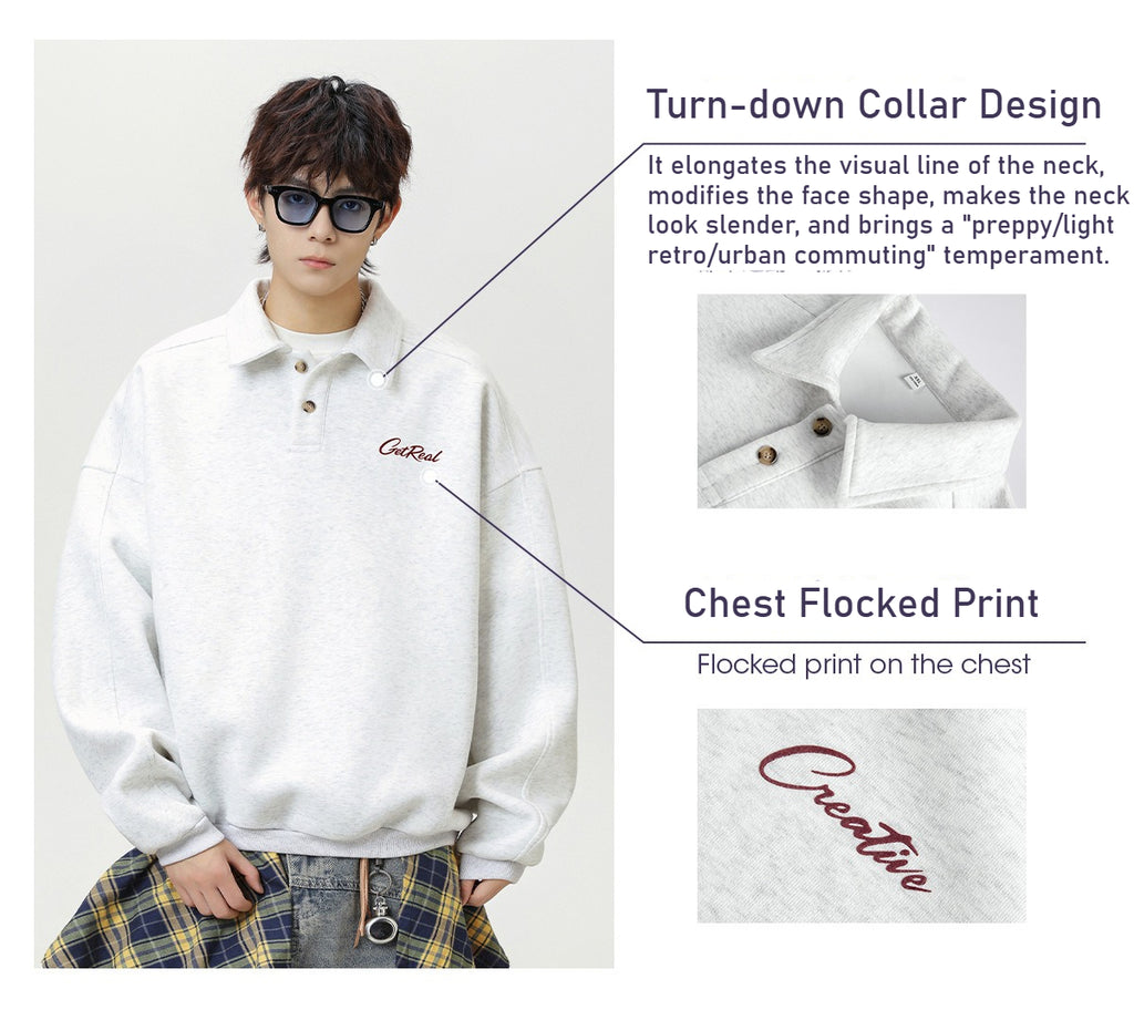 Men's Lapel Letter Sweater/Fleece Shirt (Autumn Style)