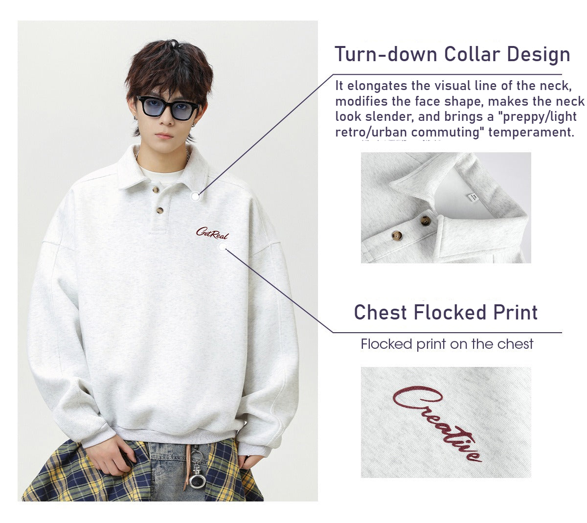 Men's Lapel Letter Sweater/Fleece Shirt (Autumn Style)