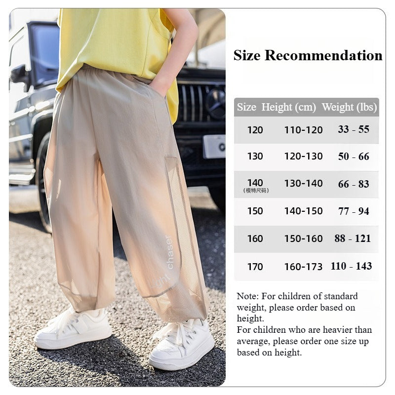Summer Boys' Breathable Long Pants Sun Protection & Quick-Drying