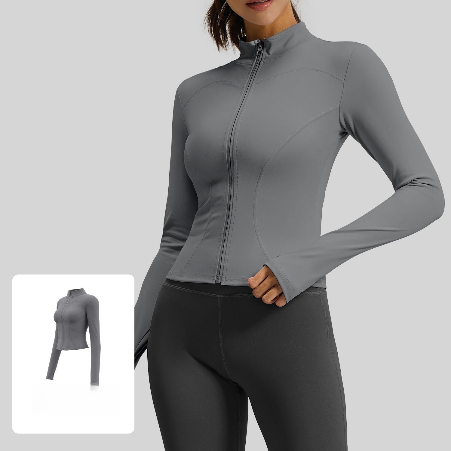 Wear long-sleeved tight yoga clothes outside, fitness, running, yoga