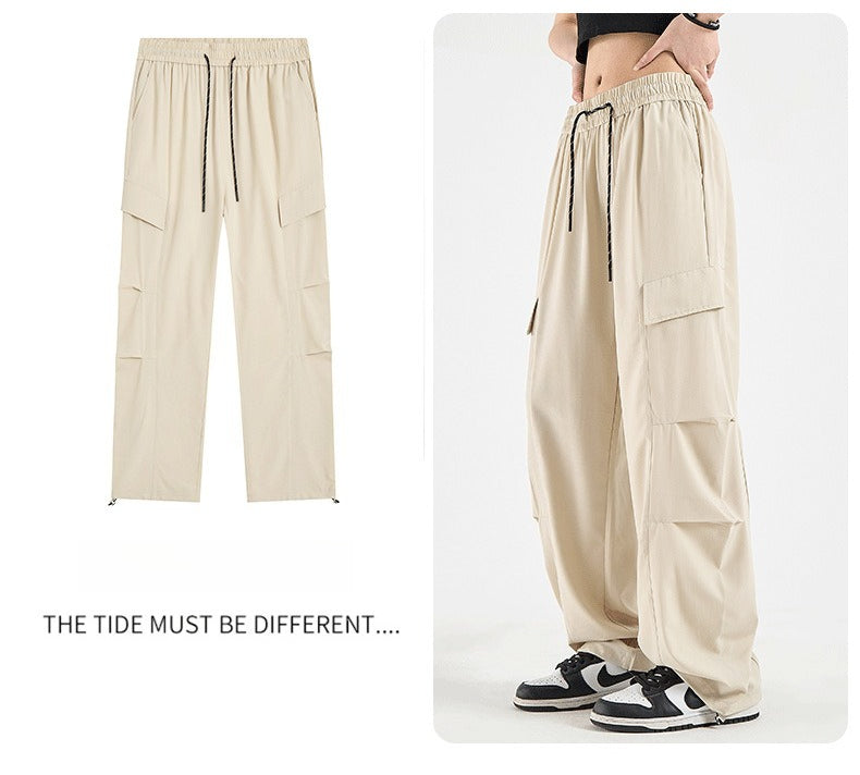Women Adjustable Cuff Quick Dry Paratrooper Cargo Pants, Outdoor Wide Leg Hiking Trousers