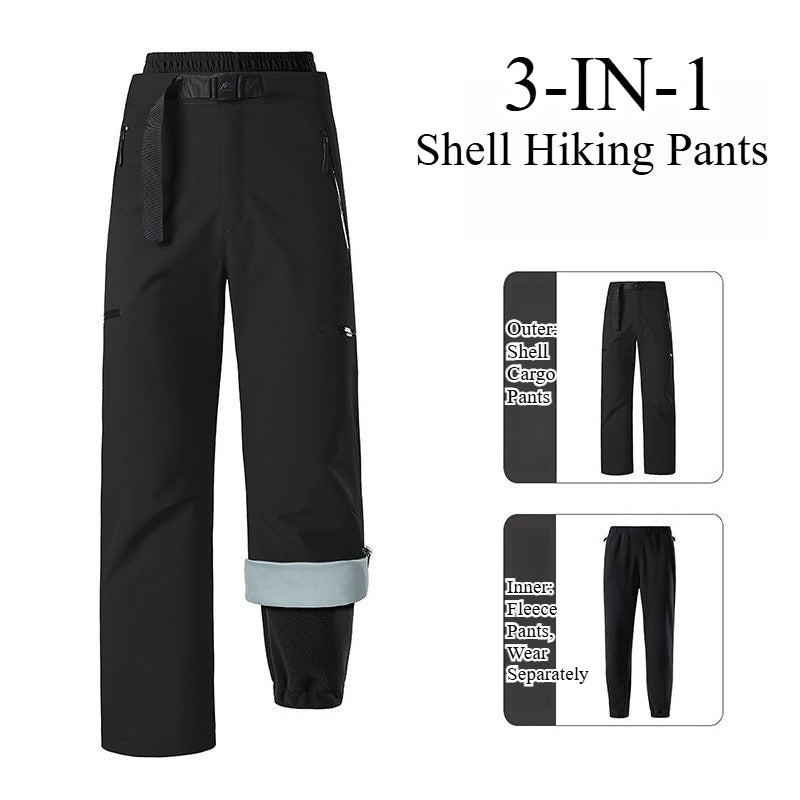Unisex 3‑in‑1 Zip‑Off Fleece Lined Waterproof Outdoor Hiking Pants