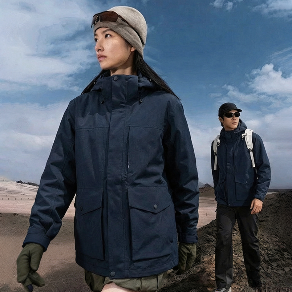 Fully Seam‑Sealed 3‑in‑1 Rain Jacket Unisex Detachable Warm Outdoor Mountaineering Coat