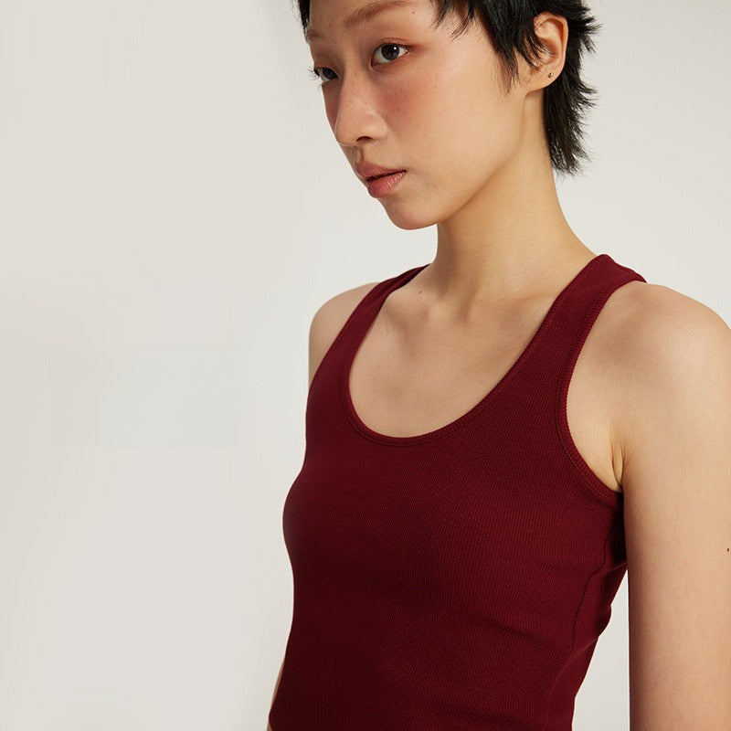 Women's High elastic threaded U-neck undershirt