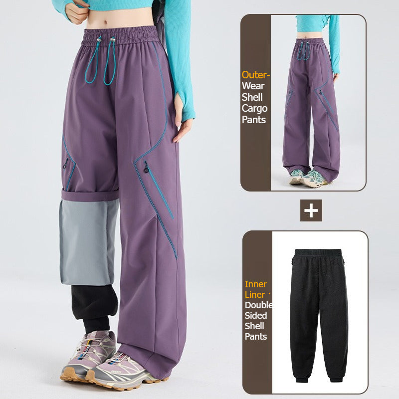 WENHOUU 2‑Piece Detachable Storm Pants Windproof Waterproof Outdoor Hiking Pants for Men Women