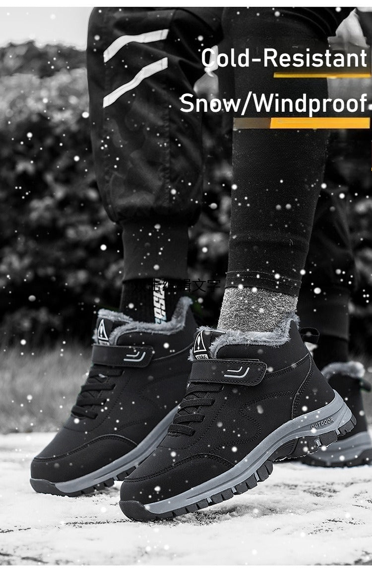 Winter Unisex Men's Snow Boots - Fleece-Lined Thickened Warm Mid-Calf High-Top