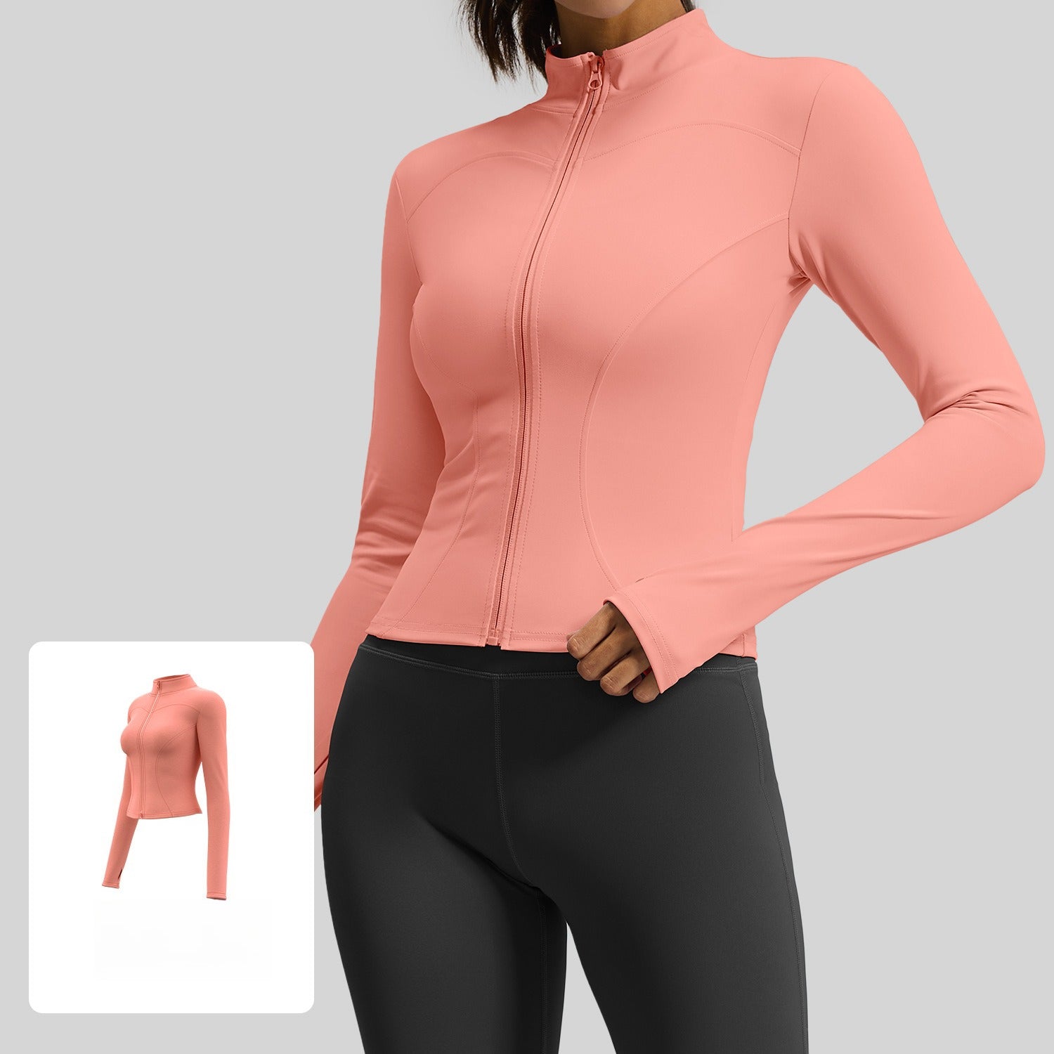 Wear long-sleeved tight yoga clothes outside, fitness, running, yoga