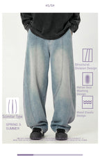Japanese spring new wide-leg jeans, men's retro scimitar pants with old split design, loose casual pants