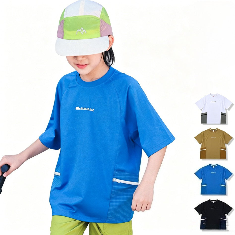 Boys' Short-Sleeve Top with Outdoor-Style Zippered Pockets