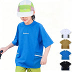 Boys' Short-Sleeve Top with Outdoor-Style Zippered Pockets