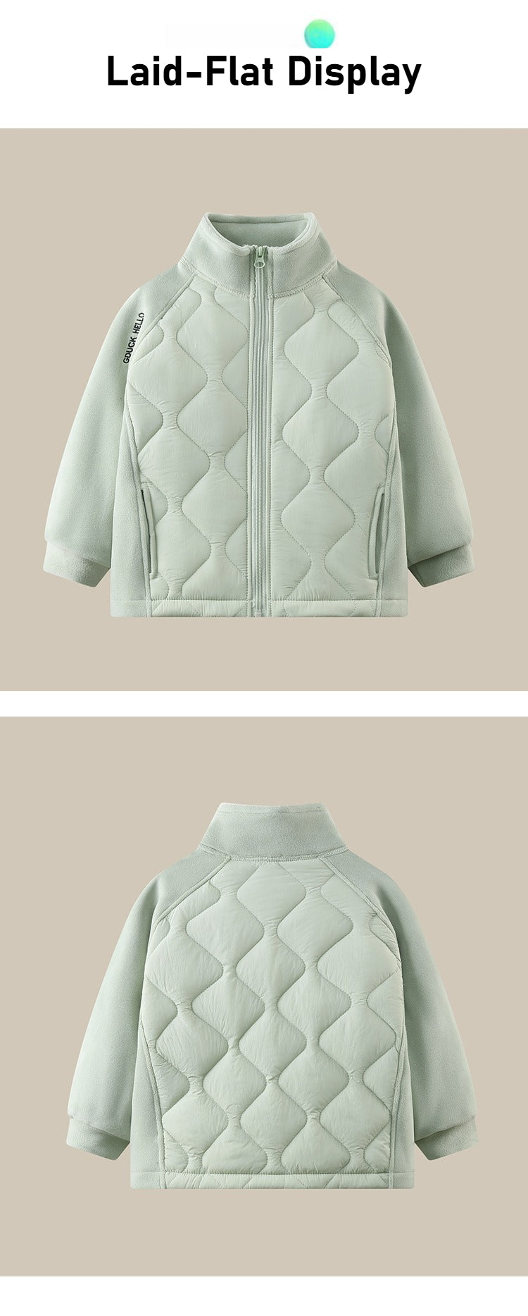 Small and medium-sized children's simple solid-color cotton clothes, boys' thickened wool liner high-necked zipper, green/pink/black warm children's clothing