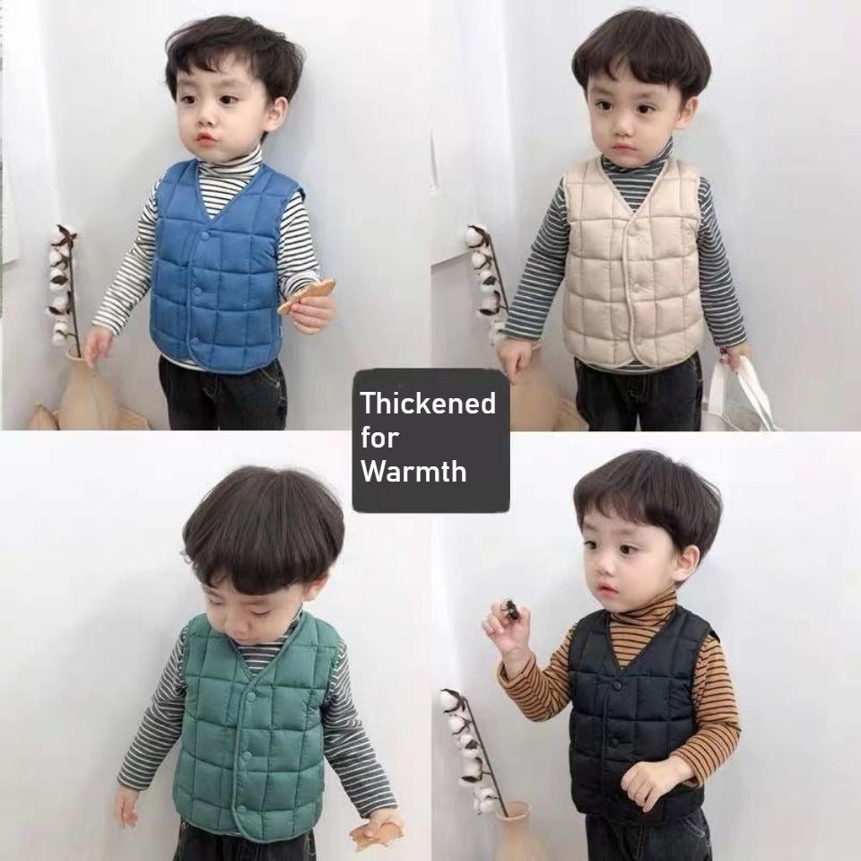 Children wear down cotton vests on both sides, autumn and winter babies wear vests inside and outside, Korean version of men's and women's children's thermal vest