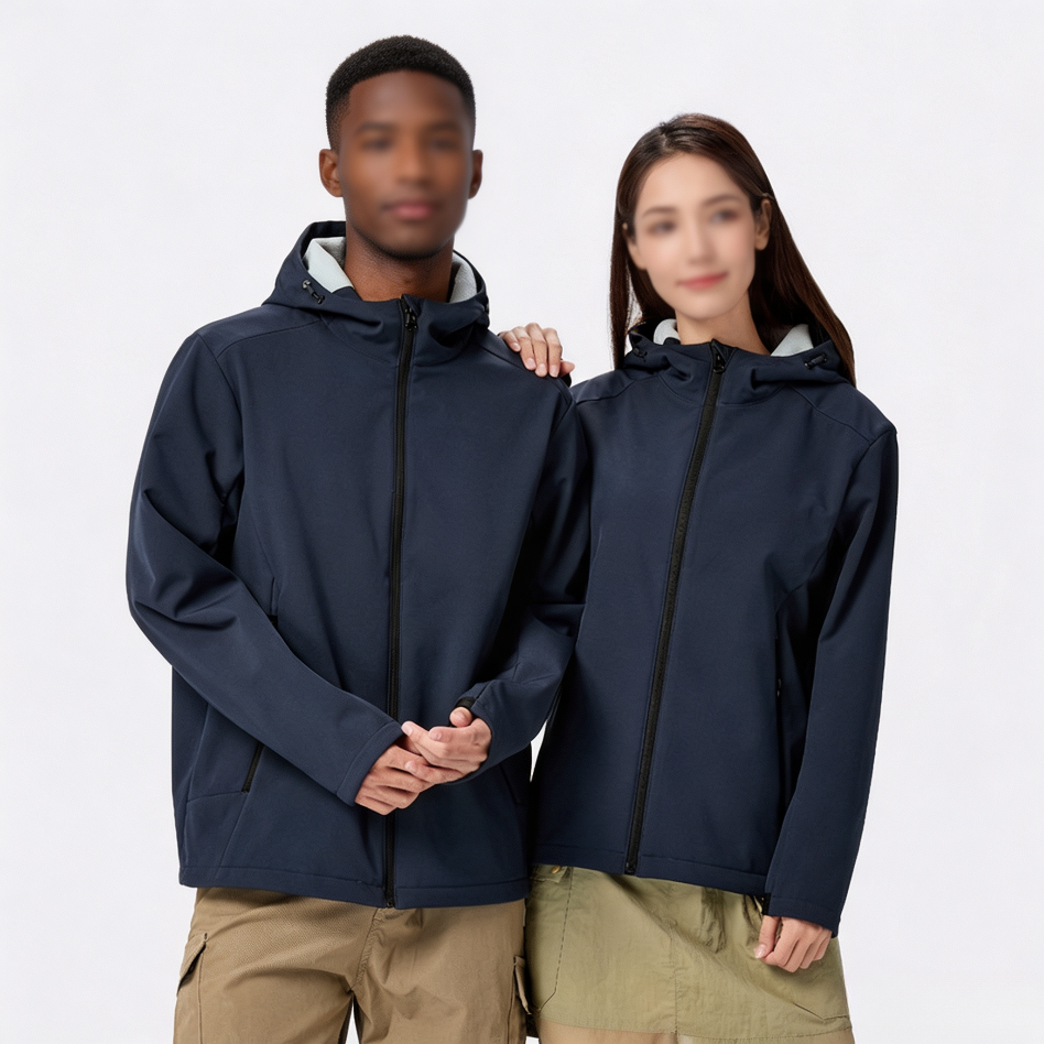 Waterproof Thick Softshell Jacket, Unisex Couples Hooded Outdoor Winter Coat