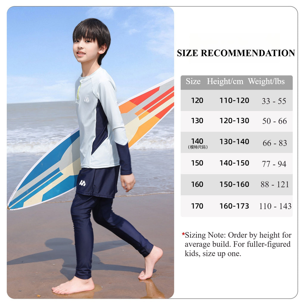 Kids Boys UPF50+ Rash Guard, 7A Antibacterial Quick Dry 2-Piece Swimsuit