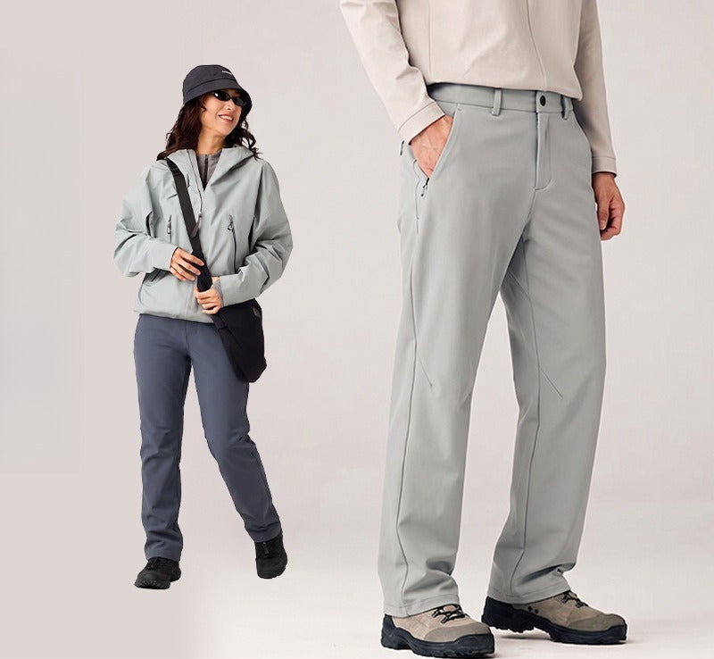 WENHOUU Unisex Stretch Wool‑Lined Softshell Pants, Warm Straight‑Leg Business Casual Trousers