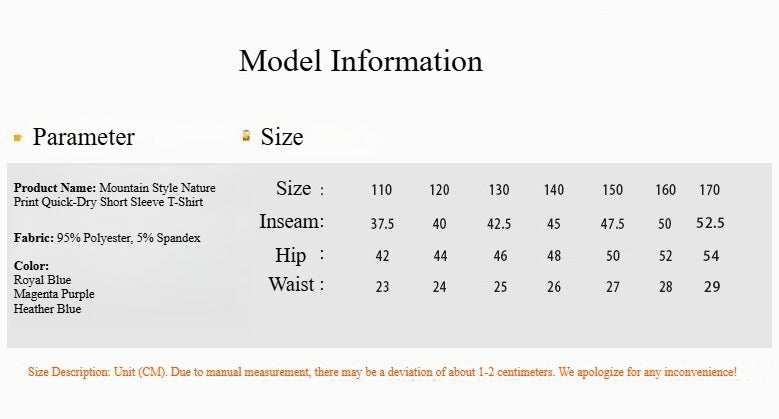 Mountain Style Nature Print Quick-Dry Short Sleeve T-Shirt