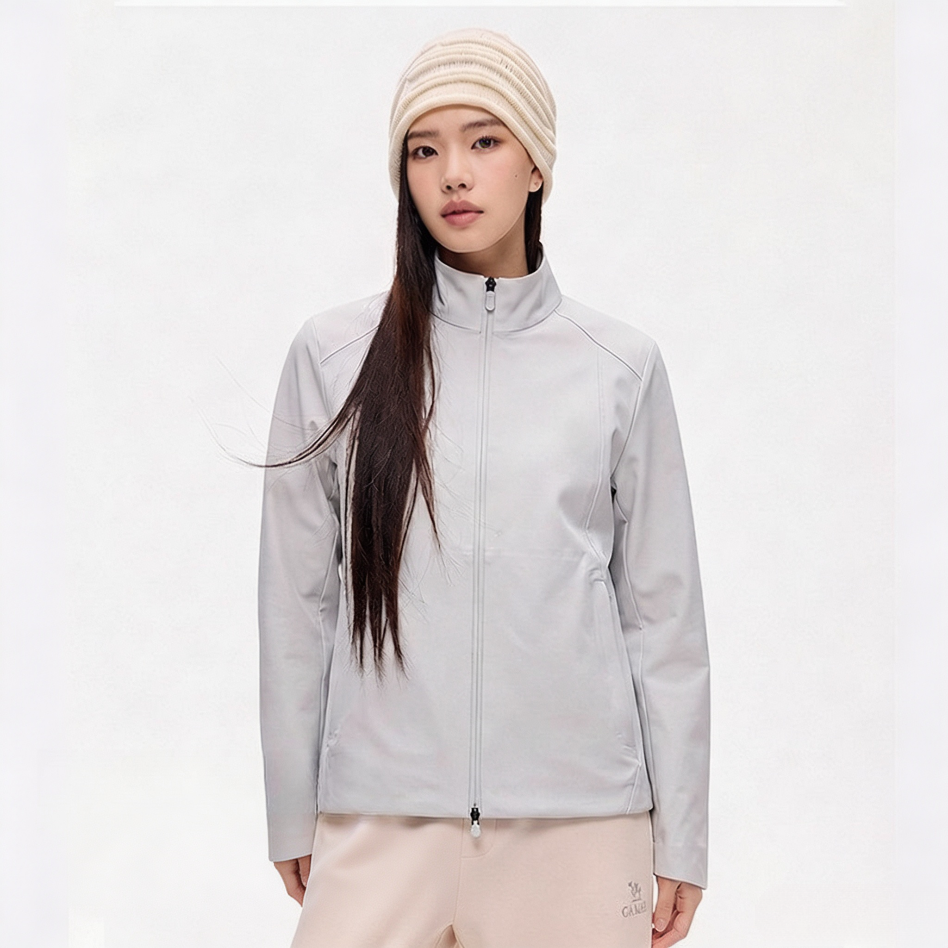 Men Women Stand‑Collar Softshell Jacket Lightweight Windproof Water Resistant Outdoor Business Coat